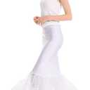 Women's Mermaid Fishtail Petticoat One Hoop Floor Length Trumpet for Bridal Wedding Dress Petticoat Crinoline (White, Small - Medium)