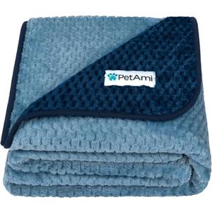 PetAmi Waterproof Dog Blanket, Leakproof XL Pet Blanket for Large Dogs, Furniture Sofa Couch Cover Protector, Fleece Cat Throw Bed Crate Kennel, Reversible Washable Soft Plush, Twin 60x80 Navy Blue