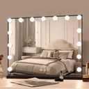 FENCHILIN Vanity Mirror with Lights 22.8''x 18.1'', Hollywood Lighted Mirror with Dimmer Bulbs, Vanity Makeup Mirror Smart Touch Control, Tabletop, Black