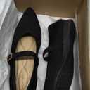 Women's Pointed Toe Knit Mary Jane Ballet Flats for Office Casual Wear Stretchy Dressy Slip-On Shoes with Arch Support (9, Black)