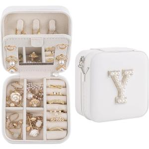 Nymtavia Birthday Gifts For Women, Initial Jewelry Box, Travel Jewelry Case, Gifts for Wife Girlfriend, Small Travel Jewelry Organizer, Gift for Girls, Graduation Gifts for Her, Bridesmaid Gifts