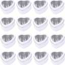 15 Pcs Metal Tins Jar 2 OZ Empty Heart Shaped Tins with Clear Window Lid for Candle Jars Art Crafts Candies Party Favors (White)