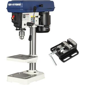 QK-KYOHO 8" Benchtop Drill Press - 3.1A Motor Drill Press Heavy-Duty Cast Iron Head - Bench Drill Press 5 Speed Adjustable (620-3100 RPM) - 0-45Tilting&Height Adjustable Table Drill Presses