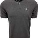 Nautica Men's Short Sleeve Solid Cotton Pique Polo Shirt (Large, Charcoal Heather)