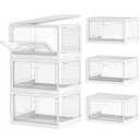 Kmiectse Clear Storage Bin with Lid 3 Pack 【Stackable & Sturdy】 Plastic Multifunctional Folding Storage Bins for Bedroom, Living Room, Study, Toy Room, 23 QT Folding Box with Magnetic door