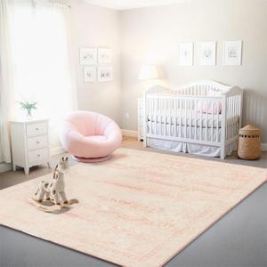 Istana 8x10 Area Rug - Pink 8x10 Rugs for Living Room - Foldable Rugs for Bedroom - Stain Resistant Washable Rug - Eco-Friendly Area Rugs - Easy to Clean Living Room Rug, Blush Pink, Shadowed Elegance