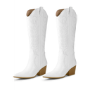 Arromic Cowboy Boots for Women Comfortable Womens Embroidered Western Cowgirl Knee High Boots Pointed Toe Zipper Chunky Heel Country Outfit Retro Tall Boots 10