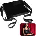 Novabright 1 Pack Acrylic Snack Serving Tray with Adjustable Strap 13 x 11 x 2 Inch Wearable Snack Serving Trays Carrier Tray for Girl 20's Theme and Movie Night Party Carnival (Black)