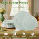 Tinybee 60PCS Sage Green Plates - Heavy Duty Sage Green Disposable Plates, Elegant Plastic Plates for Bridal Shower, Wedding and Party Including 30 Dinner Plates 10 '' & 30 Dessert Plates 7.5 ''
