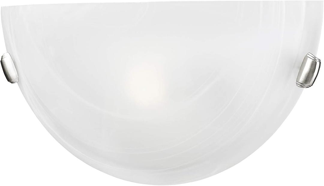 Livex Lighting 4271-91 Home Basics 1 Light Brushed Nickel Wall Sconce with White Alabaster Glass
