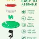 Hummingbird Feeders Outdoors Bird Feeder - Big Ant Moat Perch with 8 Bee Guard Feeding Ports, Adjustable C-Clamp Stand, 13 oz for Outside Garden Yard (Green and red)