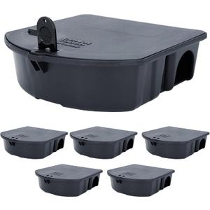 B&G - Standard Rodent Station (6 Pack & 1 Key) - Durable, Discreet Low-Profile Bait Station with Universal Key - Tamper-Resistant & Easy to Clean