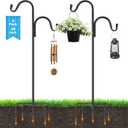 4 Pack 48 Inch Adjustable Double Shepherds Hooks for Outdoor 2 Sided Bird Feeder Poles with 5 Prong Base Heavy Duty Metal Garden Hook for Hanging Flower Basket Lantern Plants Bird Nests Decor
