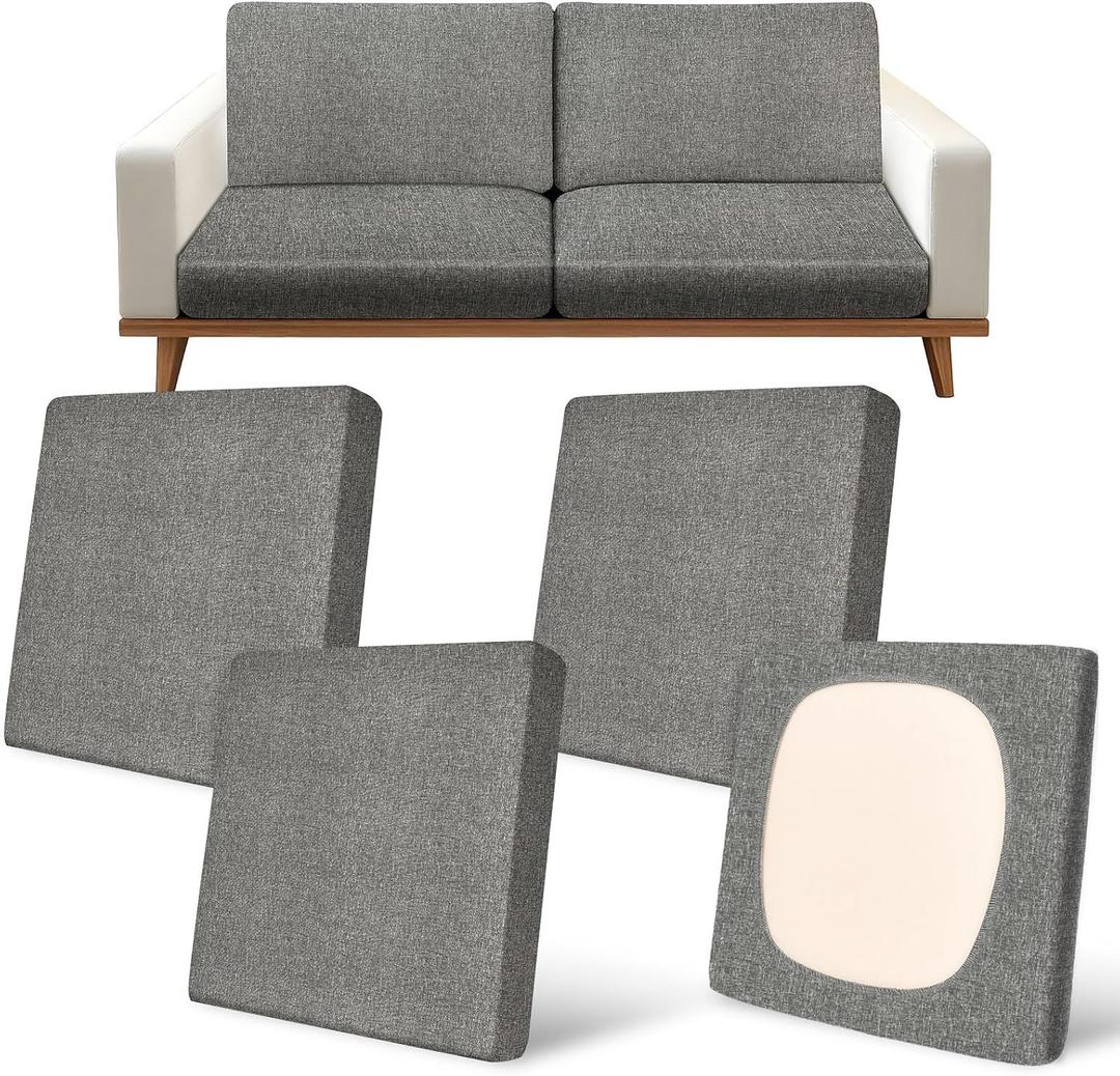 pickyNproud 4Pcs Patio Cushion Covers Stretch Outdoor Couch Cushions Slipcovers Replacement Washable Furniture Protector with Elastic Bottom Sofa Chair Seat Cover, Charcoal Gray