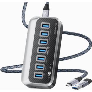 USB Hub, 7 USB Expander with 32 Ergonomic Design, USB Multiport for Laptop- 1.64ft