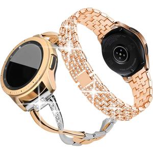 Supoix Compatible for Samsung Galaxy 7 6 5 4 40mm 44mm /Galaxy Watch FE 2024/Galaxy 3 41mm/Galaxy Watch 42mm/Active 2 Watch Band, 2 Pack 20mm Women Jewelry Bling Metal Strap (Rose Gold&Silver) (NOT FOR G8)