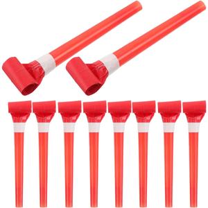 BESPORTBLE 50Pcs Party Blowers Noisemakers for Kids Birthday - Red Plastic Whistle Blowouts Party Favors for Kids Adults New Year Celebration Carnival and Games Supplies