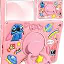 JoySolar for iPad 7th/8th/9th Case - Soft Silicone Cute Cartoon Tablet Cover with Rotating Stand & Detachable Shoulder Strap, Shockproof Tablet Case for Kids Girls, Pink