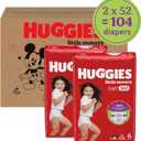 Huggies Size 6 Baby Diapers, Little Movers HuggFit 360 Baby Diapers with 360 Waistband, Size 6 (35+ lbs), 104 Count (2 Packs of 52)