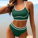 ANRABESS Womens Halter Bikini Set Color Block Sporty Swimsuits Two Piece High Waist Bathing Suit Sexy Summer Beach Swim Suits (L)