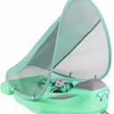 GENTEACO Mambobaby Baby Swim Float with Canopy Non-Inflatable Infant Pool Float with Tail 3-24 Months Avoid Flip Solid Skin-Friendly Material for Toddler Boys Girls, 19 inches x 19"