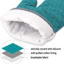 KEGOUU Oven Mitts and Pot Holders 6pcs Set, Kitchen Oven Glove High Heat Resistant 500 Degree Extra Long Oven Mitts and Potholder with Non-Slip Silicone Surface for Cooking (Lake Blue)