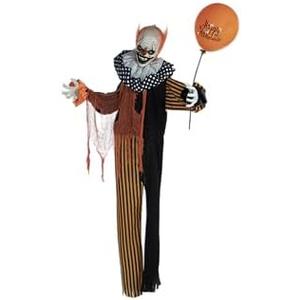 Haunted Hill Farm Scary Animatronic Talking Clown with Touch Activated Lights and Sounds, Indoor or Covered Outdoor Halloween Decorations for Home or Haunted House, Battery Operated Halloween Props