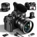 4K Digital Cameras for Photography 48MP/60FPS Video Vlogging Camera for YouTube with 3" 180 Flip Screen WiFi, 16X Digital Zoom Cameras with 32GB Micro Card Wide-Angle & Macro Lens (Black)