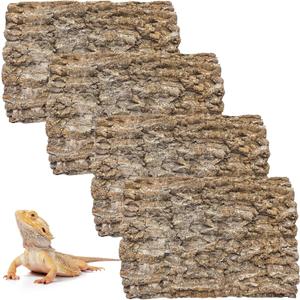 4PCS Cork Terrarium Background 15.7x11.8in Natural Cork Large Bark Climbing Mat Habitat Decoration Chameleons, Lizards, Turtles Glass Jar Decoration