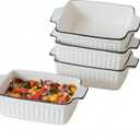 12 Oz Casserole Dish, Ceramic Baking Dishes Sets of 4, Small Casserole Dish with Handle, Porcelain Bakeware Sets, 5" Rectangular Baking Serving Dish for Casserole, Cakes, Dishwasher Oven Safe