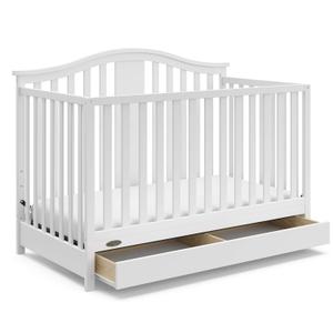 Graco Solano 4-in-1 Convertible Crib with Drawer Combo (White)  GREENGUARD Gold Certified, Includes Full-Size Nursery Storage Drawer, Converts to Toddler Bed and Full-Size Bed