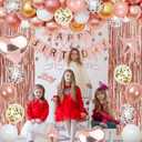 16th Rose Gold Birthday Party Decorations for Girls, Rose Gold Happy Birthday Banner, Fringe Curtains, Heart Foil Balloons, Confetti Balloons, Cake Topper for 16th Birthday Decorations