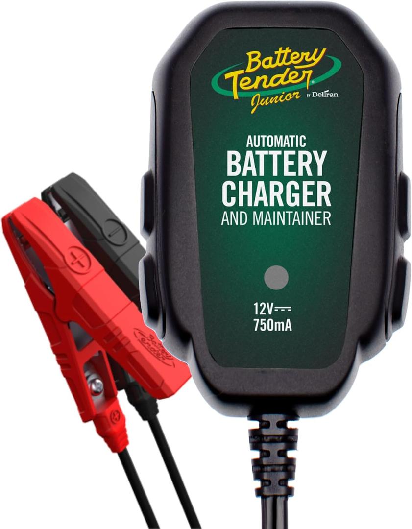Battery Tender Junior 12V, 750mA Charger and Maintainer: Automatic 12V Powersports for Motorcycle, ATVs, and More - Smarter Than a Trickle Charger - 021-0123