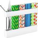 CIEO Straw Organizer for Cabinet Door Storage, 9.5" Large Acrylic Holder for Reusable Tumbler Straws Chopsticks Spoons, Adhesive Under Cabinet Mount Kitchen Container (White)