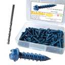 1/4 x 1-1/4" Hex Head Concrete Screw Anchor, for Anchoring to Masonry, Block or Brick (100Pcs)