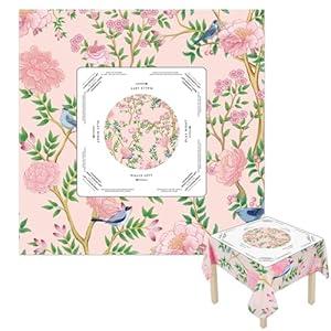 Hillsuren Mahjong Tablecloth 55" x 55" Elegant Bird Cute Floral Flower Polyester Square Instructional Design with Rules for Family Game Night Party Favor Supplies(Elegant)
