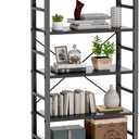DUMOS 5 Tiers Bookshelf, Classical Book Shelf, Tall Display Shelves in Living Room/Home/Office, Storage Organizer for CDs/Books/Movies, Modern Black