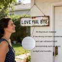 Love You Bye Vintage Metal Wall Sign, 16×4 Inch Aluminum Rustic Wall Plaque, Retro Greenery Style Farmhouse Wall Art, Hanging Decor for Hallway Door Kitchen Bar Bedroom Office, Housewarming Gift (2pcs)