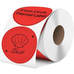 iEager 3 Inch Circle Thermal Sticker Labels, Self-Adhesive Round Direct Thermal Label, Multi-Purpose Roll Thermal Stickers, 500 Labels, Red
