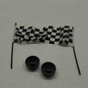WXTWK Pack of 2 Checkered Black and White Racing Flag Race Car Deluxe Desk Flag Set - Mini Small Racing Table Office Flags with Black 12" Solid Pole Stand Base Decorations