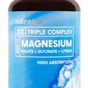 BioEmblem Triple Magnesium Complex | 300mg of Magnesium Glycinate, Malate, & Citrate for Muscles, Nerves, & Energy | High Absorption | Vegan, Non-GMO (180 Capsules)