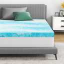 Airdown Mattress Topper, 3 Inch Gel Infused Memory Foam Mattress Topper, Queen Blue