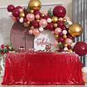 B-COOL Rectangle Sequin Tablecloth Christmas Red Table Cloth 60x102inch Seamless Wedding Red Sequin Fabric Linens Overlay for Mother's Day Valentines Decoration