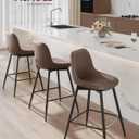 VASAGLE Bar Stools Set of 2, Counter Height Bar Stools with Back, Ergonomic Backrest, Synthetic Leather, Metal Legs, 24.8-Inch Tall Barstools for Kitchen Island Home Bar, Easy Assembly, Coffee Brown