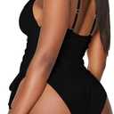Viottiset Women's Ruched High Cut One Piece Swimsuit Tummy Control Bathing Suit Monokini (Black, S)