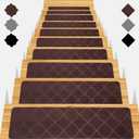 Stair Treads for Wooden Steps 15pcs - 8x30in Carpet Stairs Runner Indoor Non-Slip Stair Mats for Kids Elders and Pets (Flower Brown)
