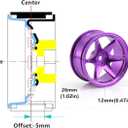1/10 RC On Road Wheels Rims 12mm Hex Alloy Aluminum Drift Hubs for 1:10 Scale Rally Racing Car Tires Tamiya TT01 TT02 XV01 TA06 A959 PTG2 HPI KYOSHO HSP PTG2 Touring Street Tyres 4PCS (Black)