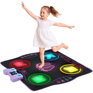 Kidzlane Electronic Dance Mat for Kids 8-12, Wireless Kids' Dance Pad with Bluetooth/AUX, Built-in Music, 5 Challenge Levels, 4 Modes - Interactive Toys for Children, Ages 6 and Up