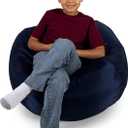 Big Joe Classic Bean Bag Chair for Kids Bedroom and Reading Nook, Easy-Clean Navy, Durable Nylon Polyester Blend, 2 feet Refillable