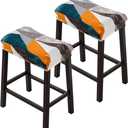 Bar Stool Cover Rectangle Set of 2 Printed Stretch Counter Height Bar stools Slipcovers Saddle Stool Slipcover Bench Seat Protector Backless Bar Stools Covers for Kitchen Counter #5